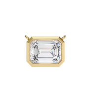 Emerald Cut Lab Grown Diamond Bezel Solitaire Necklace